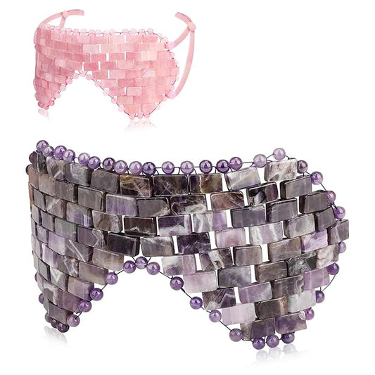 gemshan Rose Quartz Eye Mask & Amethyst Eye Mask Eliminate Wrinkles Puffiness Headache and Migraine Relief Mask