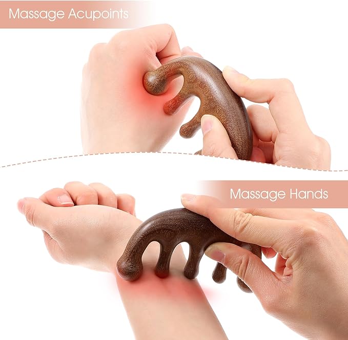 Scalp Massage Comb 2PCs, Wooden Wide Tooth Loc Comb, Natural Sandalwood Head Massager Tool, Hair Growth Scalp Massage Comb for Women Men, Meridian Comb for Head