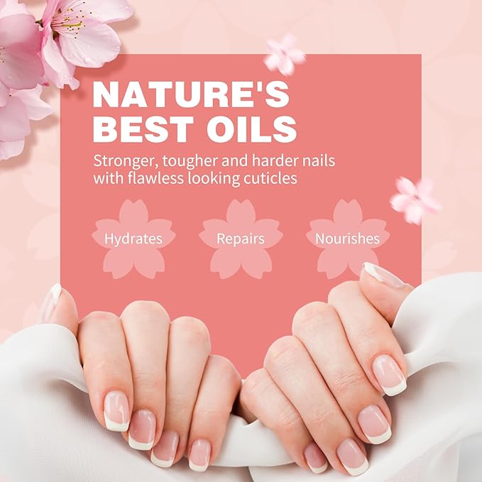 Cherry Blossom Nail & Cuticle Oil - Ultimate Hydration, Repair with Real Cherry Blossom Extract - Paraben-Free, Vegan & Cruelty-Free - 0.5 fl. oz