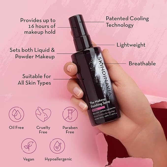 Skindinavia The Makeup Finishing Spray, Oil Control Makeup Setting Spray, All-Day Wear, Long-Lasting Up to 16+ Hours, Heat-Resistant & Waterproof, Fine Mist, 4.0 Oz