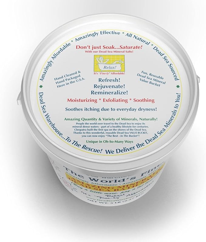 Dead Sea Warehouse-Amazing Minerals Dead Sea Bath Salts,100% Full Mineral Therapeutic Bath Salts, Detoxifying & Moisturizing, Exfoliating for Dry Skin, Unscented(5 lbs)