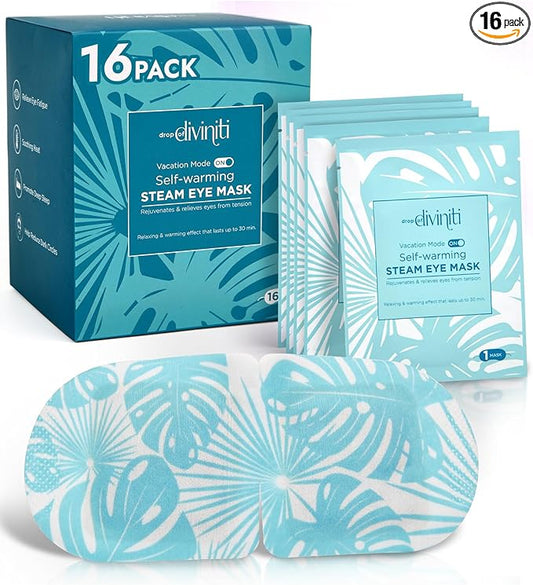 DiviniTi Self Warming Heated Eye Mask - 16 Pack, Up to 110F Degrees, Fast Soothing Relief for Puffy Eyes, Insomnia, Migraine & Stye Treatment
