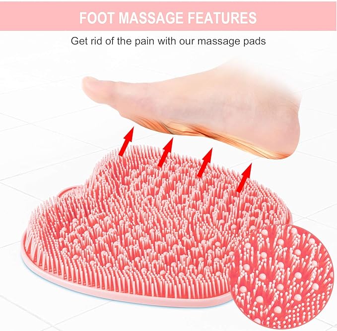 BESKAR XL Large Foot Scrubber Mat for Use in Shower - Shower Foot Cleaner to Eliminate Calluses Dead Skin, Foot Massager Mat for Men & Women to Soothe Achy Feet, Non Slip Suction Cups