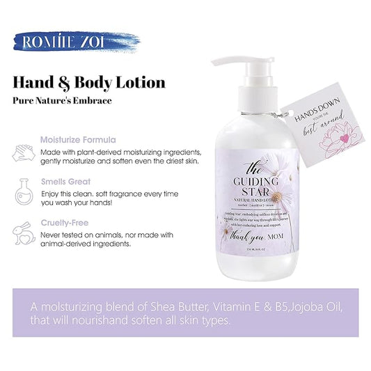 Hand & Body Lotion for Mother's Day Gift Basket- The Guiding Star - Infused with Honey Almond Aroma - 236 ML /8 FL OZ