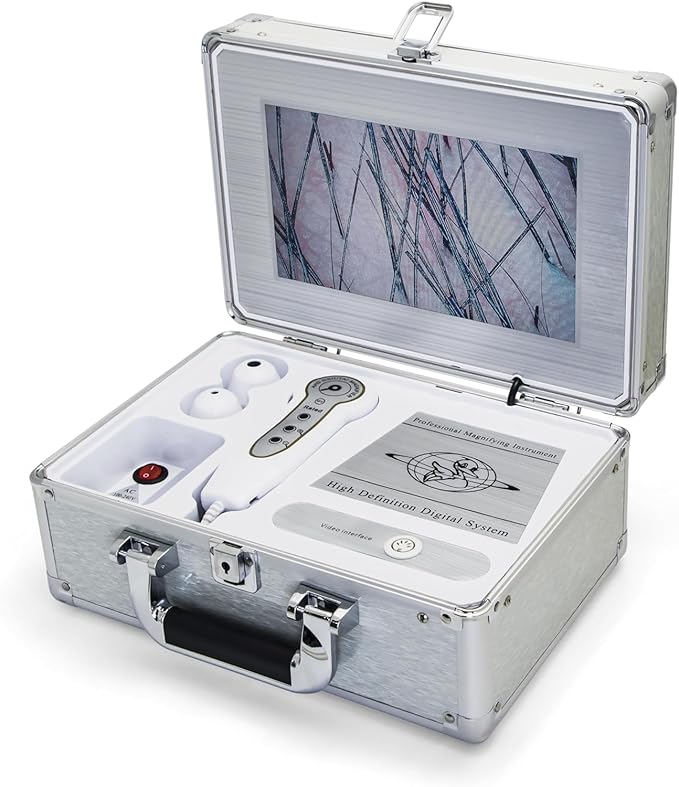 Elitzia Hair Scalp Analyzer HD Screen Microscope Tester Skin Detector 50x/200x Lens Analyzer Scalp Detection Magnifying Hair Scalp Enlargement 9 inch LCD Portable Machine ETW102