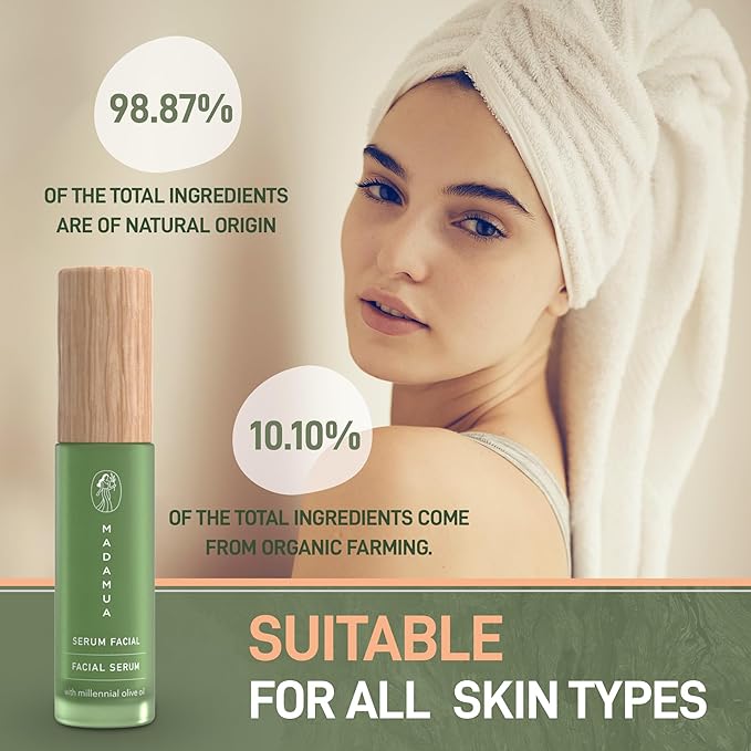 Organic Face Serum for Women - Millenial Olive Oil and Violet Extract Hydrating, Skin Brightening Serum for Face - Facial Skin Care Product for Dry Skin