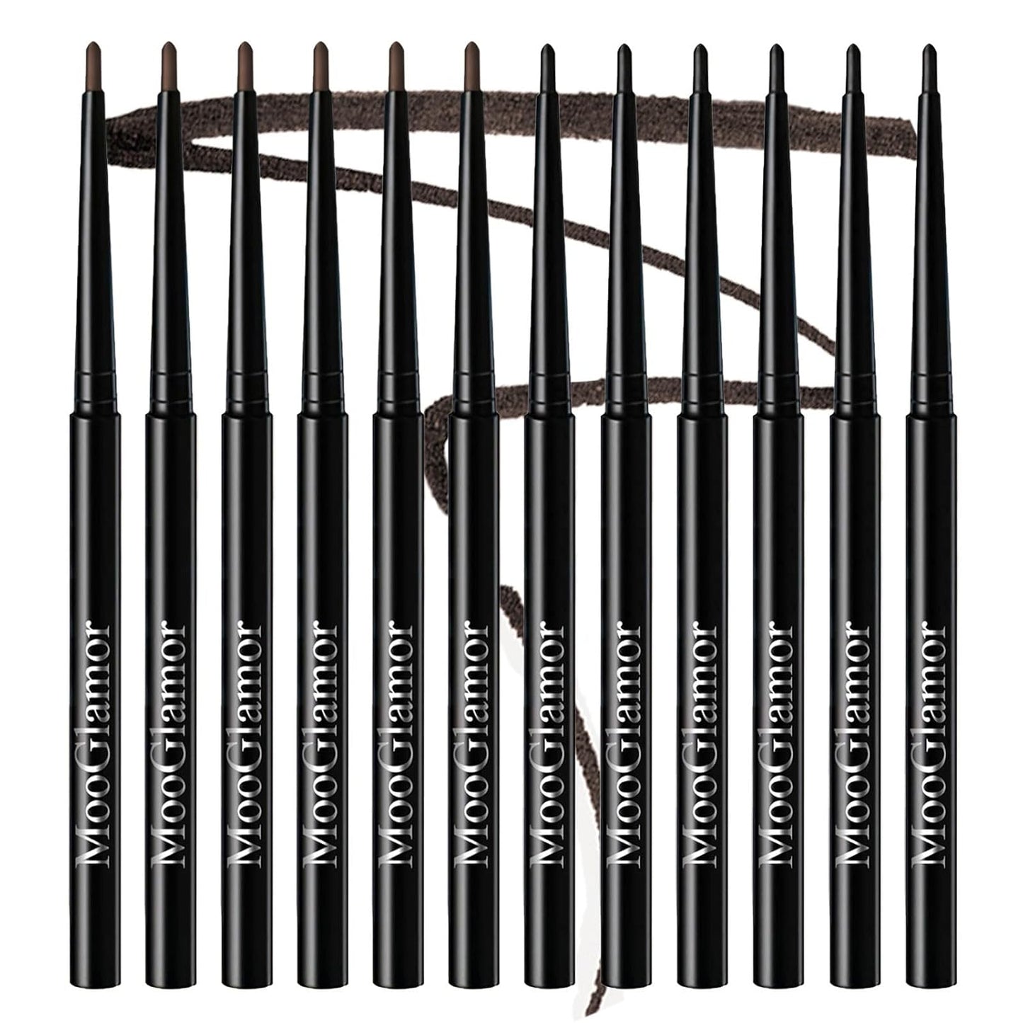12 Pcs Black and Brown Eyeliner Pencil Gel Eyeliner Pen with Retractable and Waterproof Eye Liner for Bold and Defined Eye Liner (6 Black+6 Brown)
