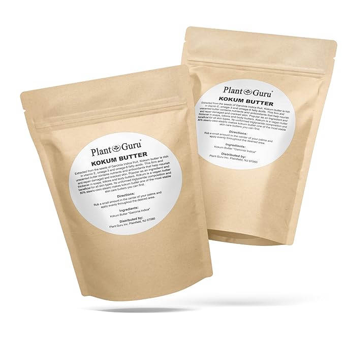 Raw Kokum Butter 2 lbs. Bar 100% Pure Natural - Great for Skin, Body and Hair Moisturizer, DIY Creams, Balms, Lotions and Soap Making.