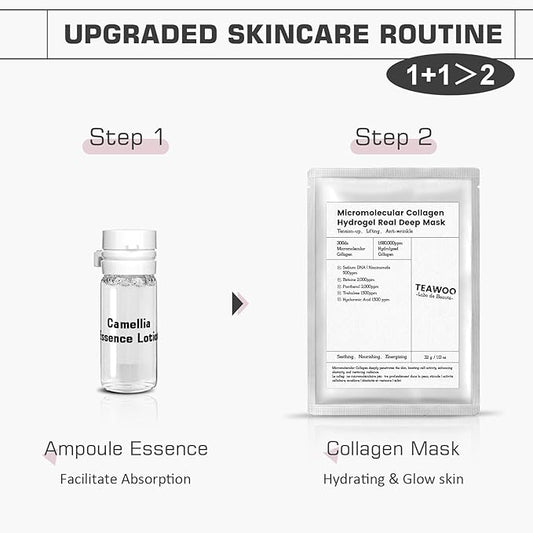 Micromolecular Real Collagen Overnight Mask 3 EA | 1,680,000 PPB Micro Collagen Hydrogel Face Mask | Ampoule Essence + Collagen Mask Set for Deep Hydration & Radiance