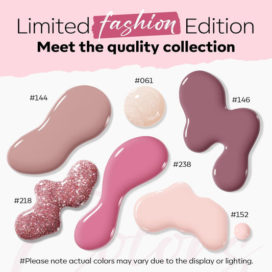 modelones Nail Polish Set 6 Colors, Milky White Pink Mini Nail Lacquer Kit Shimmer Nude Light Creamy Pink Glitter Violet Red Quick Dry Nail Art, DIY Home Travel Salon Manicure Gift for Women Girls