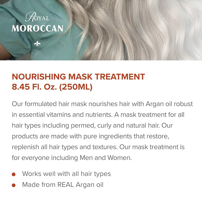 Hair Mask, 250 ml (8.45 fl oz) - Nourishing Hair Mask Treatment for Damaged Hair, Argan Oil for Hair