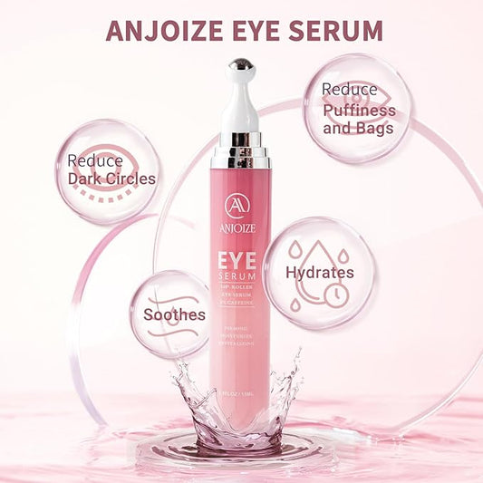 Caffeine Eye Cream for Dark Circles and Puffiness,Under Eye Cream for Fine Lines Wrinkles and Bags,Eye Care Eye Roller Serum with 360° Massage Ball