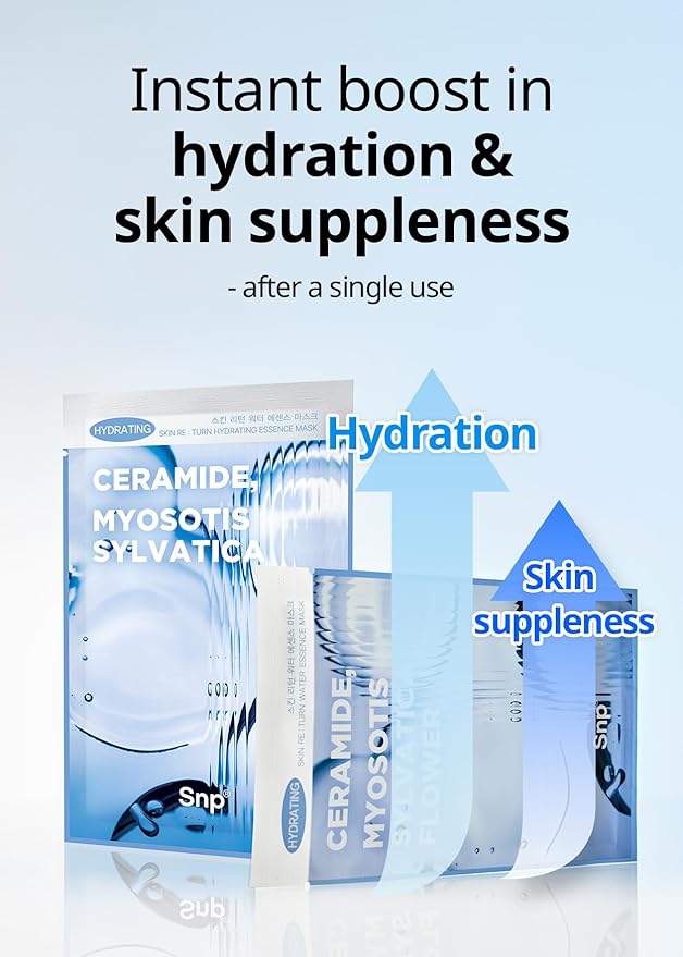 [K Beauty] Skin Return Hydrating Essence Sheet Mask | Moisturizing and Protecting for All Skin Types | Vegan Sheet Masks with Ceramide NP | Korean Face Masks Skincare | Facial Mask | 10 Sheets