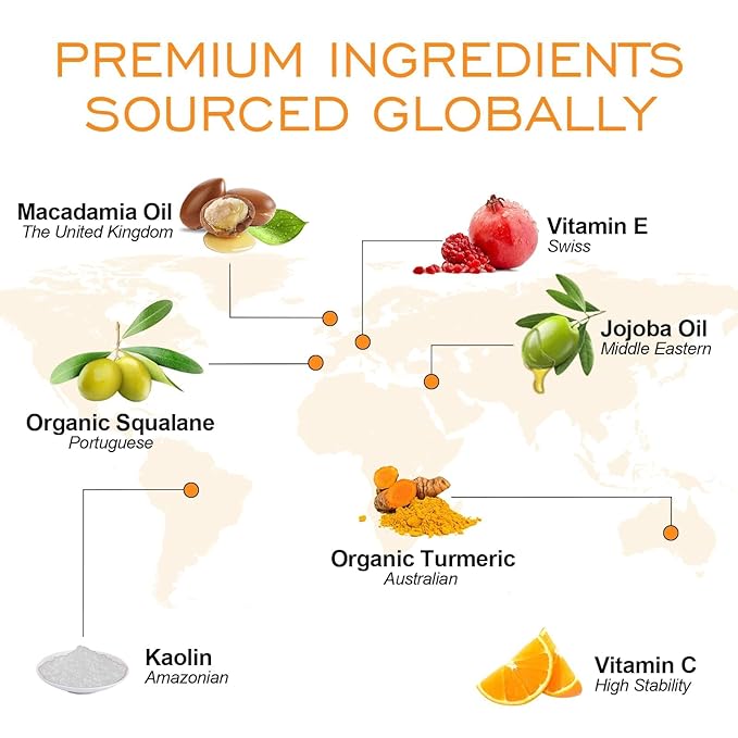 ZealSea Vitamin C American Kaolin Clay Mask with Turmeric, Pro Ultra-Fine Creamy Texture, Deep Pore Cleansing Even Skin Tone Brighten Control Oil Detoxify, 30% Aloe, Jojoba Oil, Shea Butter & Squalane