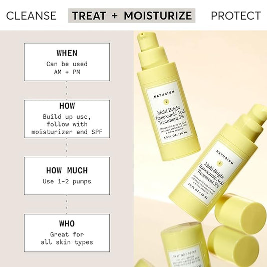 Naturium Multi-Bright Tranexamic Acid Treatment 5%, Skin Care with Encapsulated Kojic Acid & Alpha Arbutin, 1 Fl Oz