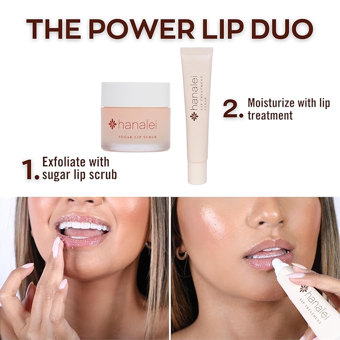 Hanalei Vegan Sugar Lip Scrub Exfoliator - Hawaiian Cane Sugar, Kukui Oil & Shea Butter for Smooth, Hydrated Lips - Natural, Cruelty-Free Lip Care, Removes Dry Skin, Moisturizes & Softens (22g)