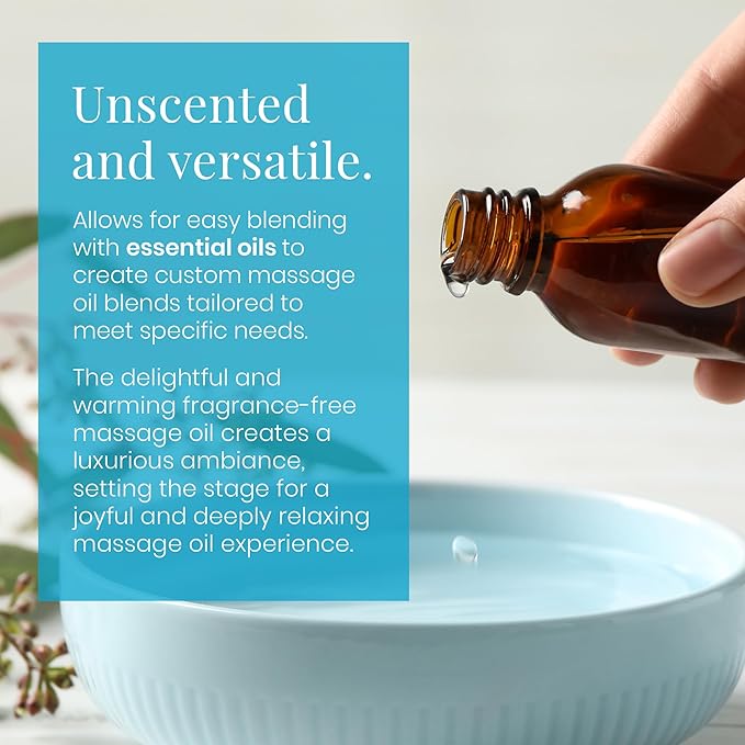 Skinsations - Unscented Massage Oil for Massage Therapy - 16oz | Silky-Soft Blend of Sweet Almond, Fractionated Coconut, Grapeseed and Jojoba Oil | Scented Body Oil, Sore Muscles, Aromatherapy