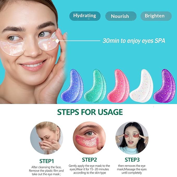 28 Pairs Collagen Eye Mask, Anti Wrinkle Eye Patches for Puffy Eyes and Dark Circles, Natural Marine Collagen Eye Gel Pads for Puffiness, Eye Treatment Skin Care for Puffiness Wrinkle Eye Bags