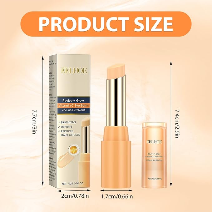 Revive Glow Vitamin C Eye Balm, Hydrating Eye Cream,Improve Dark Circles,Brightens Skin Tone,Reduces Puffiness(2PCS)