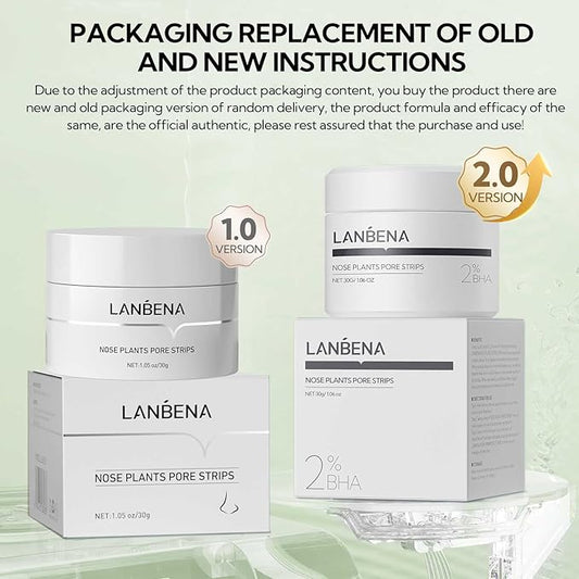 LANBENA Blackhead Remover Strips with 2% Salicylic Acid, Amazonian White Clay, Deep Cleansing Nose Pore Strips, Black Head Remover Strip for Face, 2.0 Upgraded Nose Strips