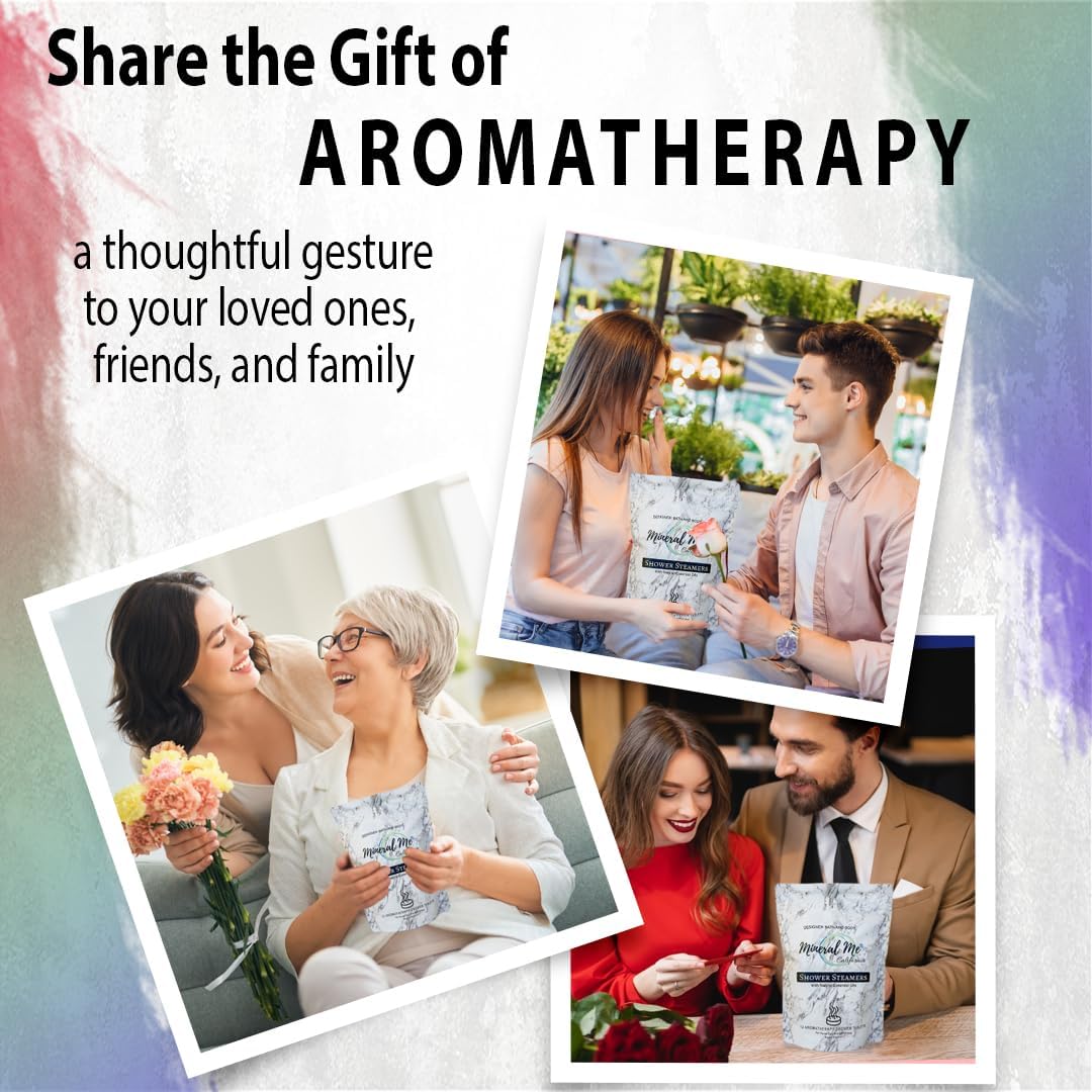 Shower Steamers Aromatherapy - 12pc Shower Bombs Vapor Tablets w/Organic Essential Oils for Vaporizing Steam Spa, Bath Bombs Tablets, Birthday, Selfcare Gifts for Women, Men, Wife, Husband