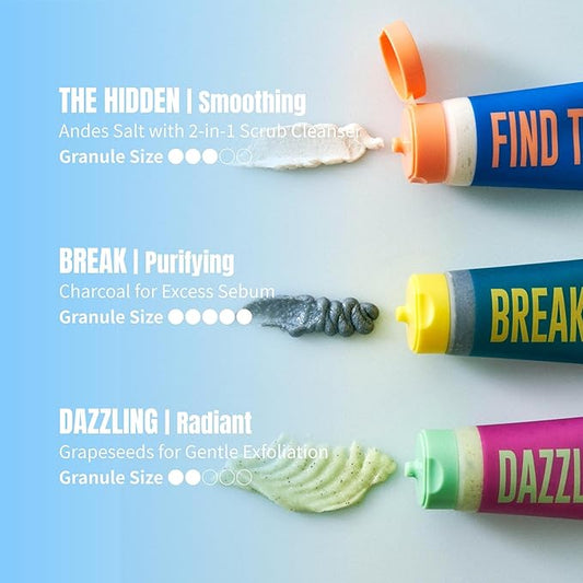 [Dear Doer] Break Body Scrub in Tube - Refreshingly Exfoliator for Clear Skin and Calming, Formulated with Charcoal and Andes Salt, Aromatic Citrus Scent, Vegan, 3.38 fl oz (100 ml)