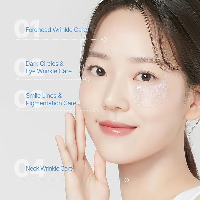 PETITFEE Aura Quartz Hydrogel Eye Mask Blue 60 pcs (30 pairs) - Eye Patch for Dark Circles, Brightens Under Eyes, Glutathione, Ascorbic Acid, Puffy Eye Bags, Cooling, Firms Eye Area, Intense Hydration