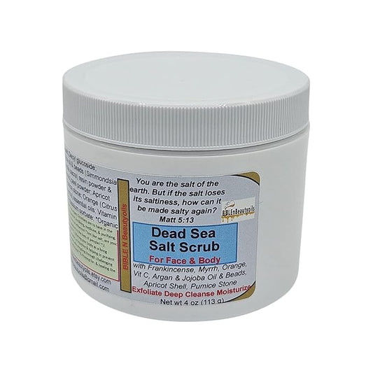 BIBLEnBeautyoils Salt Scrub, Face and Body Scrub with Frankincense, Myrrh, Orange, Dead Sea Salt Scrub, Exfoliating Sea Salt Scrub, Deep Cleansing Moisturizing Body Salt Scrub