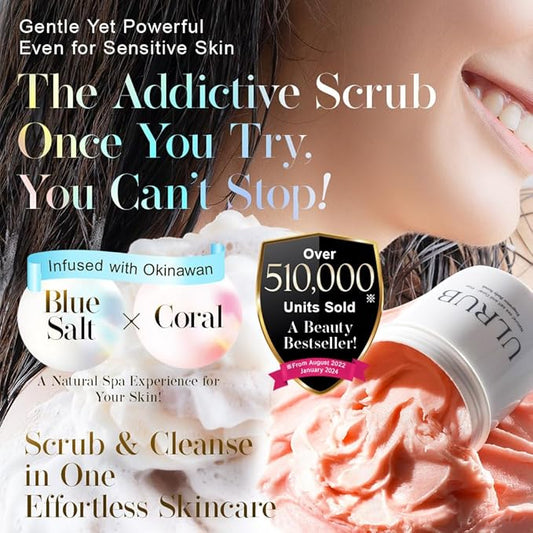 ULRUB Body Scrub 460g Perfumed Scrub Dark Spots Intimate Areas Knees Arms Dead Skin Cells Elbows Heels CICA Extract Placenta Vitamin C Body Smoother Gift CHURACOS Japan For Women ULRUB ulrub