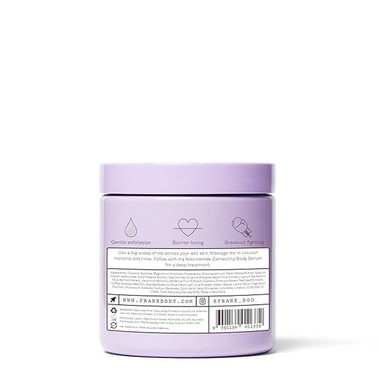 Frank Body Niacinamide Body Scrub | Vegan, Cruelty Free, Gentle Exfoliating Body Scrub | Helps to Fight Breakouts and Dryness with Niacinamide, Superfood Berry Extracts, & Green Tea | 8.82 oz / 250 g