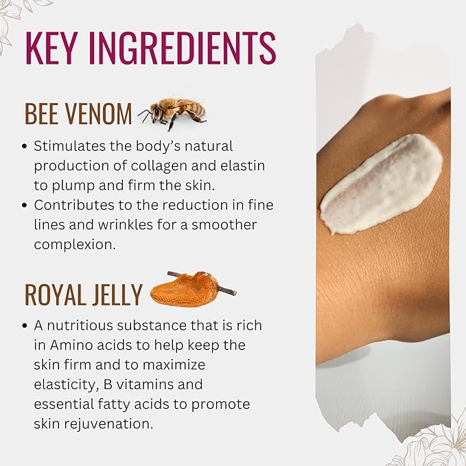 Manuka Lane Bee Venom Night Cream for Face and Neck with Sweet Almond Oil, Kernel Oil, Plant Extracts & Vitamin E | Plant Based Formula | Carefully formulated to keep your skin young and healthy!