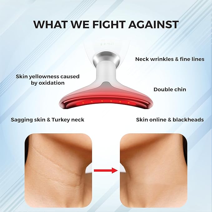 Facial Massager for Face and Neck, Red-Light-Therapy-for-Face and Neck, Face culpting Wand with 7 Color, at-Home Face Tool for Skin Care (Pink)