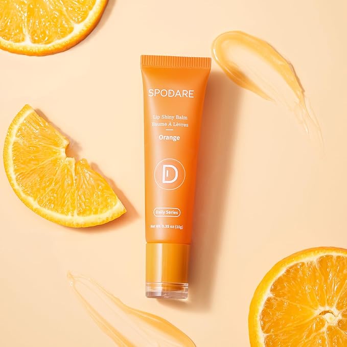 Lip Butter Balm Orange, Lip Staff enriched with Citrus Aurantium Dulcis Fruit Extract& Hyaluronic Acid Complex, Softening, Gloss Finish - Light weight for daily lip product