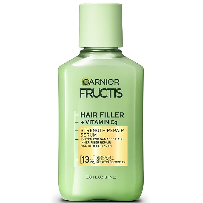 Garnier Fructis Hair Filler Strength Repair Serum Treatment with Vitamin Cg, Hair Serum for Weak, Damaged Split Ends, 3.8 Fl Oz, 1 Count