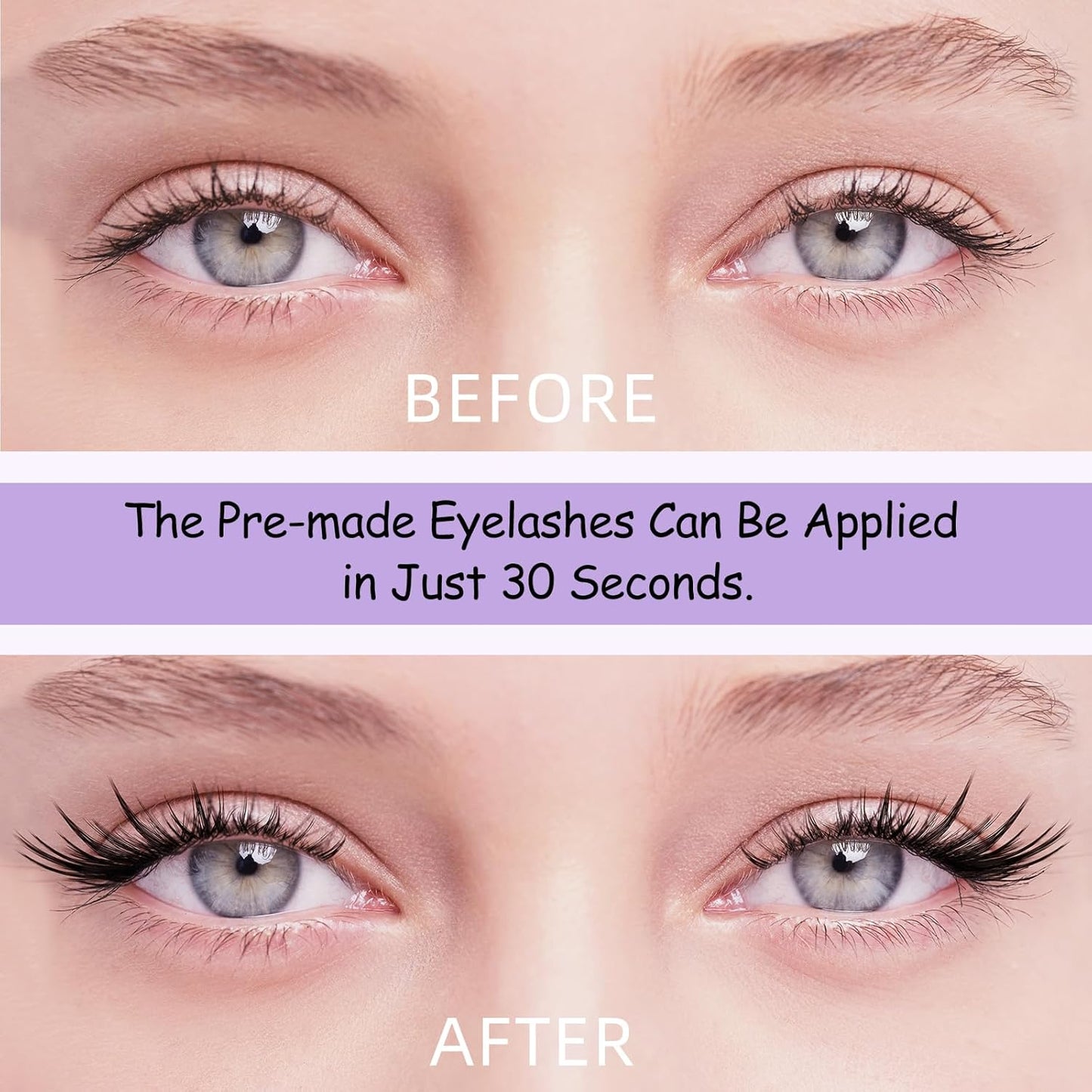 B&Qaugen Lash Clusters Kit Foxy Lash Extension Kit No Lash Map Natural Lash Clusters with Invisible Band 7-16 Eyelash Extension Kit C Curl Lash Kit with Lash Bond and Seal（foxy）