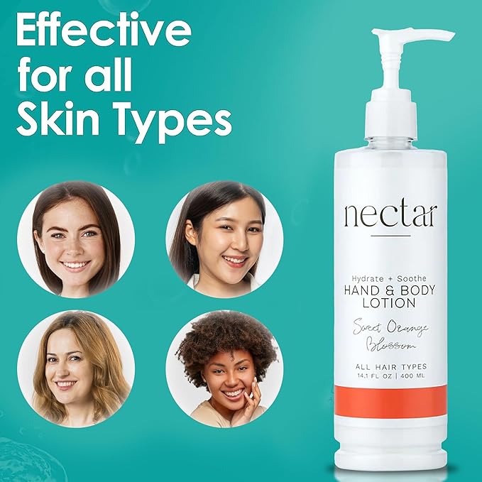 Nectar Pump Bottle Hand and Body Lotion - Moisturizing Lotion with Fresh Fragrance of Orange Flowers