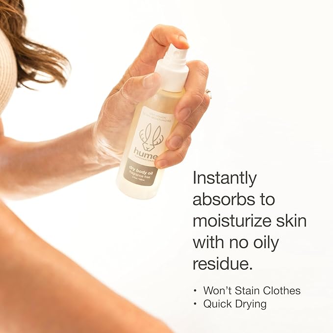 HUME SUPERNATURAL Dry Body Oil Spray - Moisturizing Oil for Dry Skin, After Shower Hydrating Body Oils for Women and Men, Nourishing, Glow, Probiotic, Fragrance Free, 2-Pack