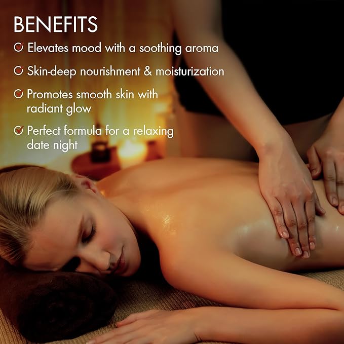 Majestic Pure Cocoa Massage Oil with Cocoa Butter, Vitamin E & Lavender Oil | Invigorating, Refreshing, and Relaxing |for All Skin Types - Men and Women | 8 Fl Oz