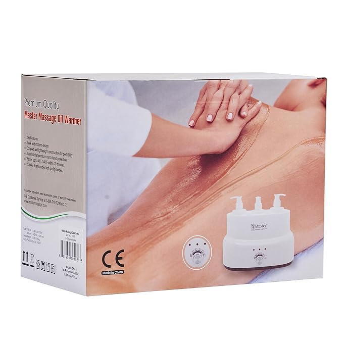 Master Massage 3-Bottles Massage Oil, Lotion, Cream Warmer Heater with Empty Bottles- Massage Cream Heating Device- Salon SPA Massage Body Therapy, White