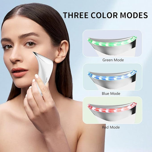 Facial Massager for Face and Neck, Red-Light-Therapy and Vibration Technologies (White)