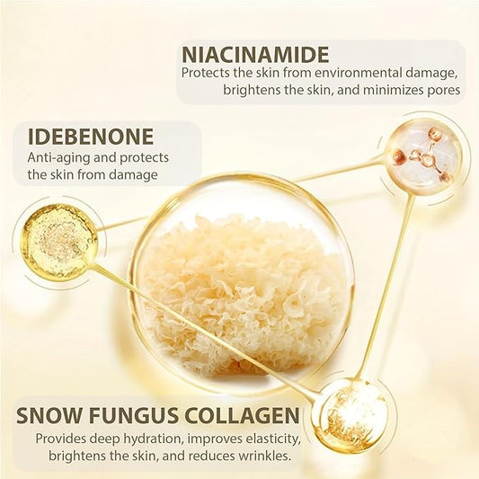 Vegan Collagen Serum for Women, Ampoule Serum with Mushroom Collagen & Idebenone, Face Serum for Anti Aging, Anti-Wrinkle, Glass Skin, Night Serum, Korean Skin Care, Suitable All Skin Types