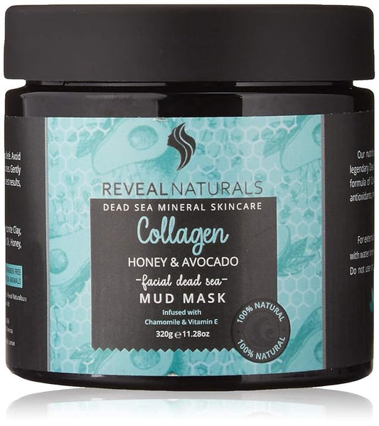 All Natural & Authentic Dead Sea Mud Mask for Face & Body Infused with Collagen, Avocado and Honey – Vegan - Unscented - Treats Blackhead, Pores (11.28 oz)