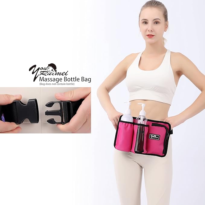 Massage Bottle Bag Massage Therapist Holster Massage Lotion Holster Massage Oil Holster（YR-3KD-Rose Red）