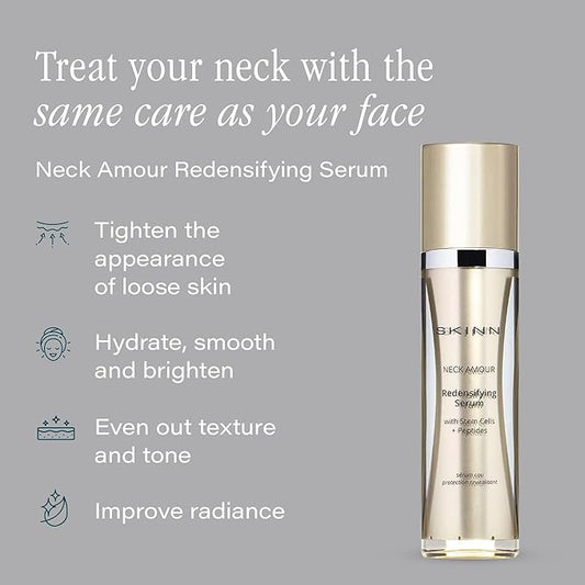 SKINN Neck Amour Redensifying Serum - Anti-Aging Neck Cream with Stem Cells & Peptides Tighten the Appearance of Loose & Sagging Skin - Enriched with Rice Protein