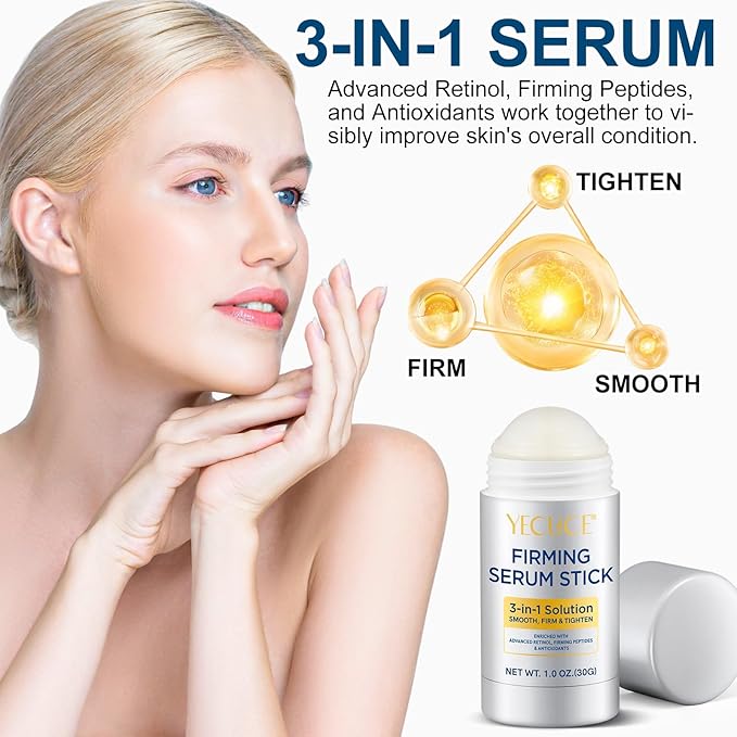 Retinol Face Stick, Advanced Retinol Firming Serum Stick, 3-in-1 Smooth, Day & Night Lifting & Firming Face, Neck & Jawline, Reduces Wrinkles, Nourishing Anti Aging Repair Cream for All Skin Types