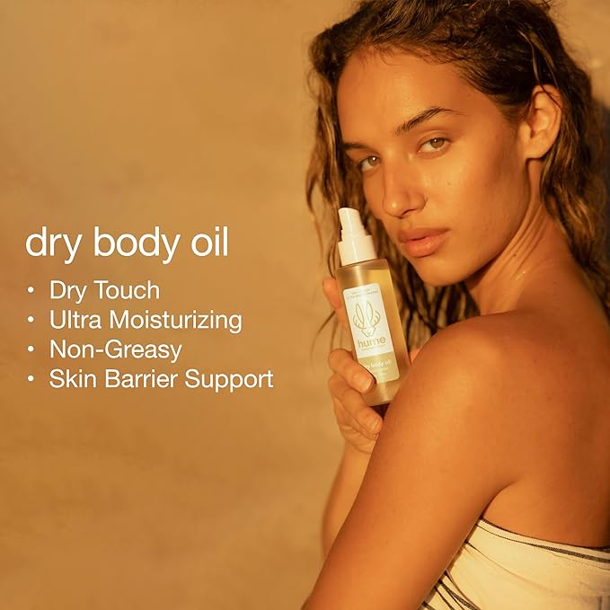 HUME SUPERNATURAL Dry Body Oil Spray - Moisturizing Oil for Dry Skin, After Shower Body Oils for Women and Men, Nourishing, Hydration, Glow, Probiotic, Vanilla Daze, 2-Pack