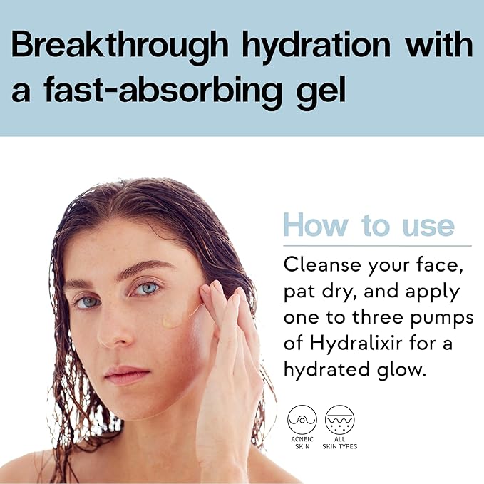 Cool as a Cucumber Hydralixir Face Serum, Hydrating Gel Facial Serum with Hyaluronic Acid, Beta Glucan, Aloe Vera, Intense Hydration, Vegan, Fragrance Free, Non Comedogenic, Oil Free, 1.7 FL Oz