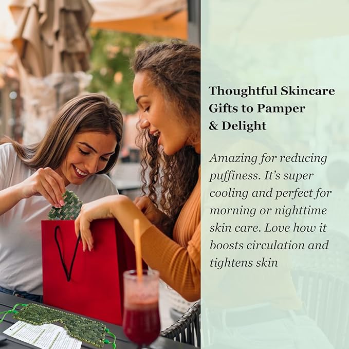 Rose Quartz Eye Mask with Adjustable Strap&Jade Eye Mask Real Jade for Hot & Cold Therapy,Green Stone Facial Eyes Sleeping Mask Relief Eye Cover