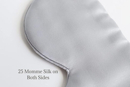 Premium Handcrafted 25 Momme Mulberry Silk Eye Mask for Sleeping (Silver Lining)