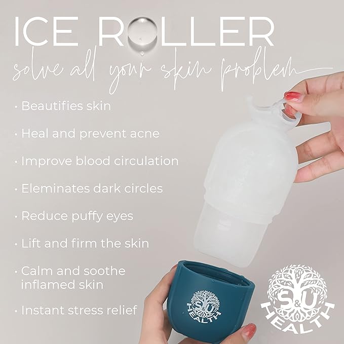 Ice Roller for Face and Eye - Silicone Ice Mold for Face - Cold Facial Massage Roller Skin Care Tools for Eye Puffiness Relief, Brighten Lubricate Shrink Pores, Remove Fine Lines (Dark blue)